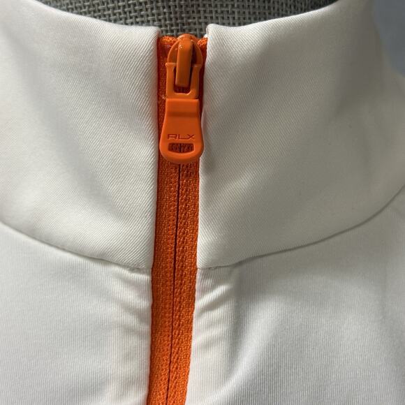 RLX Ralph Lauren TPC Sawgrass Quarter Zip Performance Top White Orange Women S - Picture 3 of 12